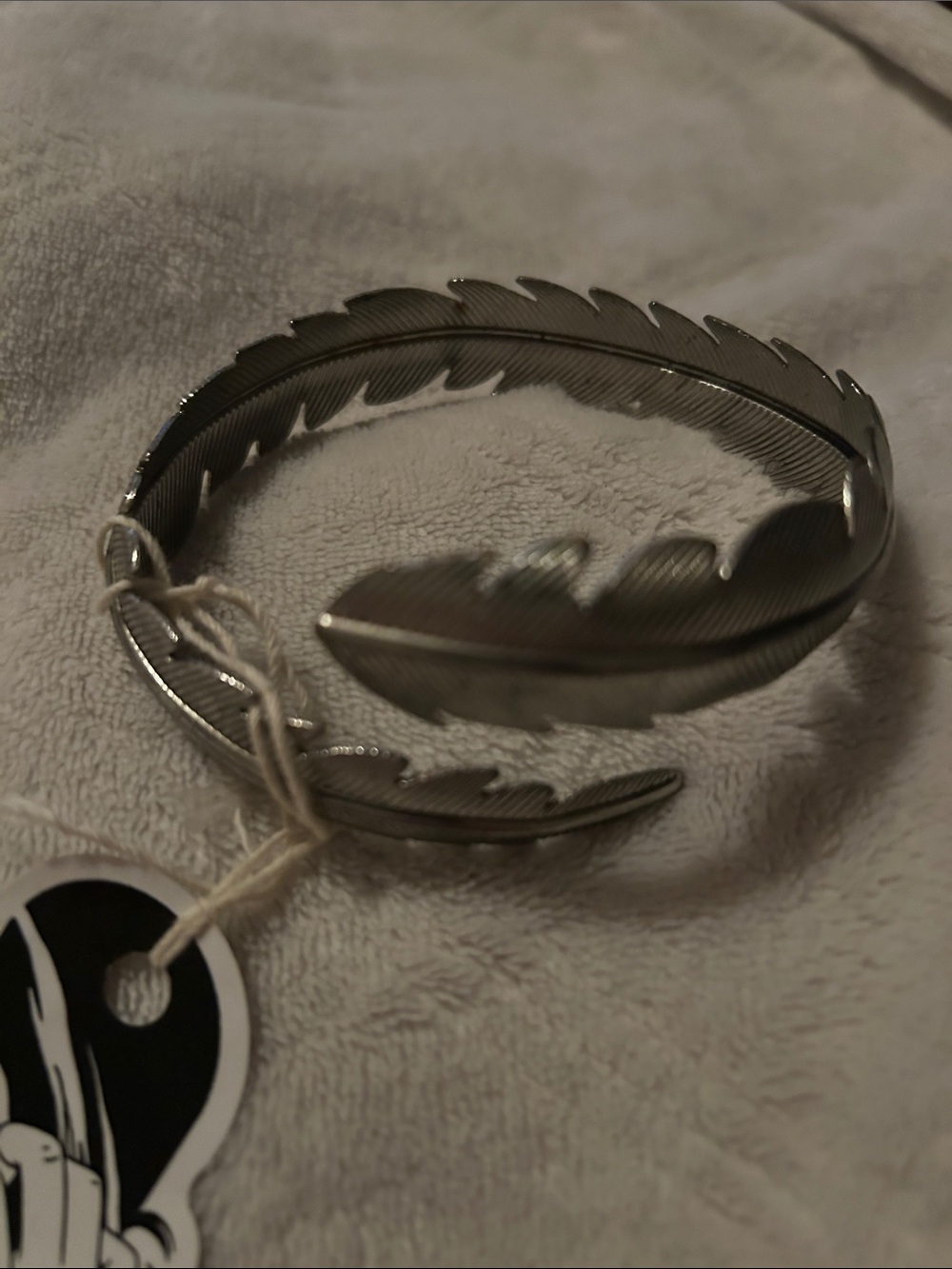 Native Silver Feather Cuff Bracelet